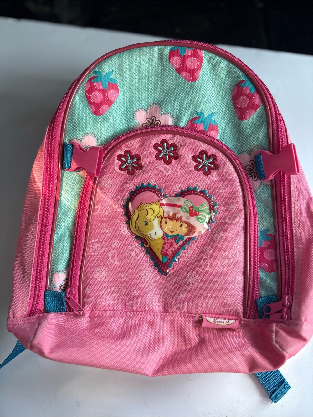 Strawberry Shortcake Y2K Kids Backpack with Heart Character & Front Pocket 2004